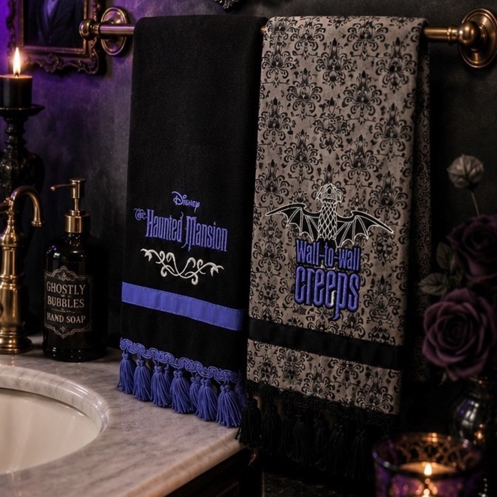 Disney Parks The Haunted Mansion Kitchen Towel Set Wall-to-wall Creeps 2pc NWT